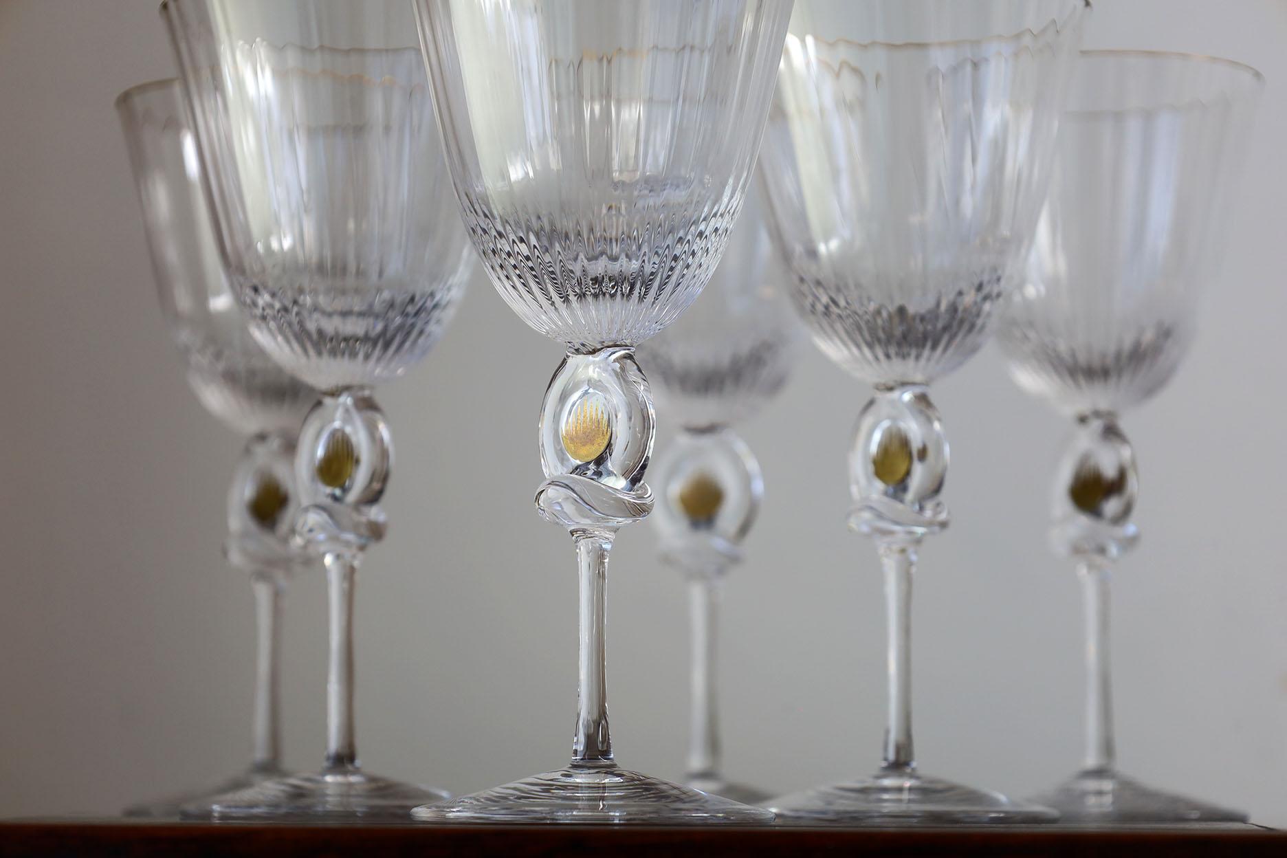 Set di 6 rarissimi bicchieri da vino in cristallo Daum in vendita 2
