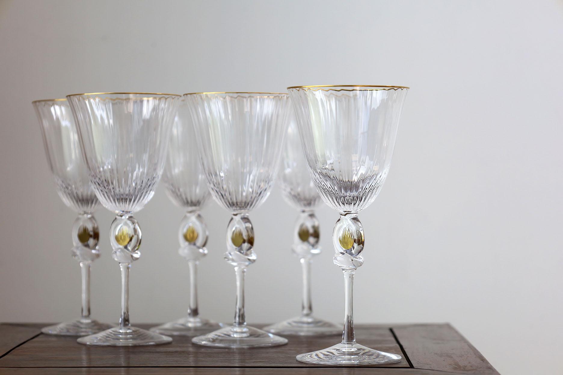 Fine XX secolo Set di 6 rarissimi bicchieri da vino in cristallo Daum in vendita