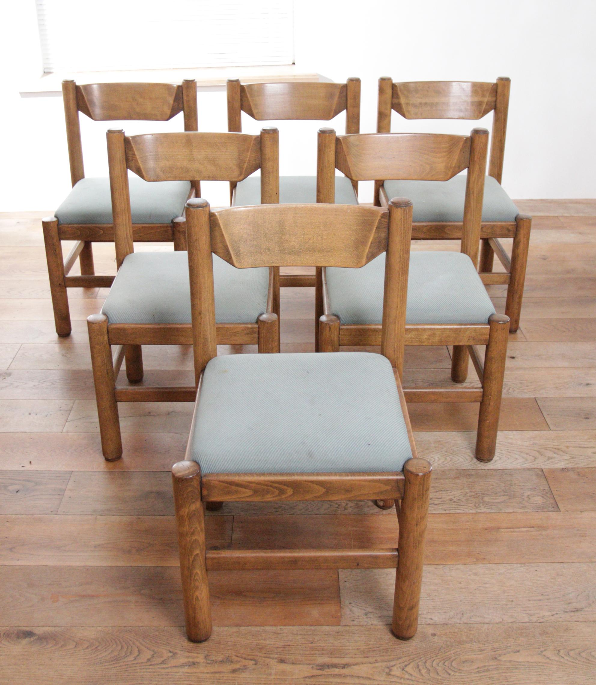 Mid-Century Modern Set of 6 Vico Magistretti / Charlotte Perriand Style Dining Room Chairs