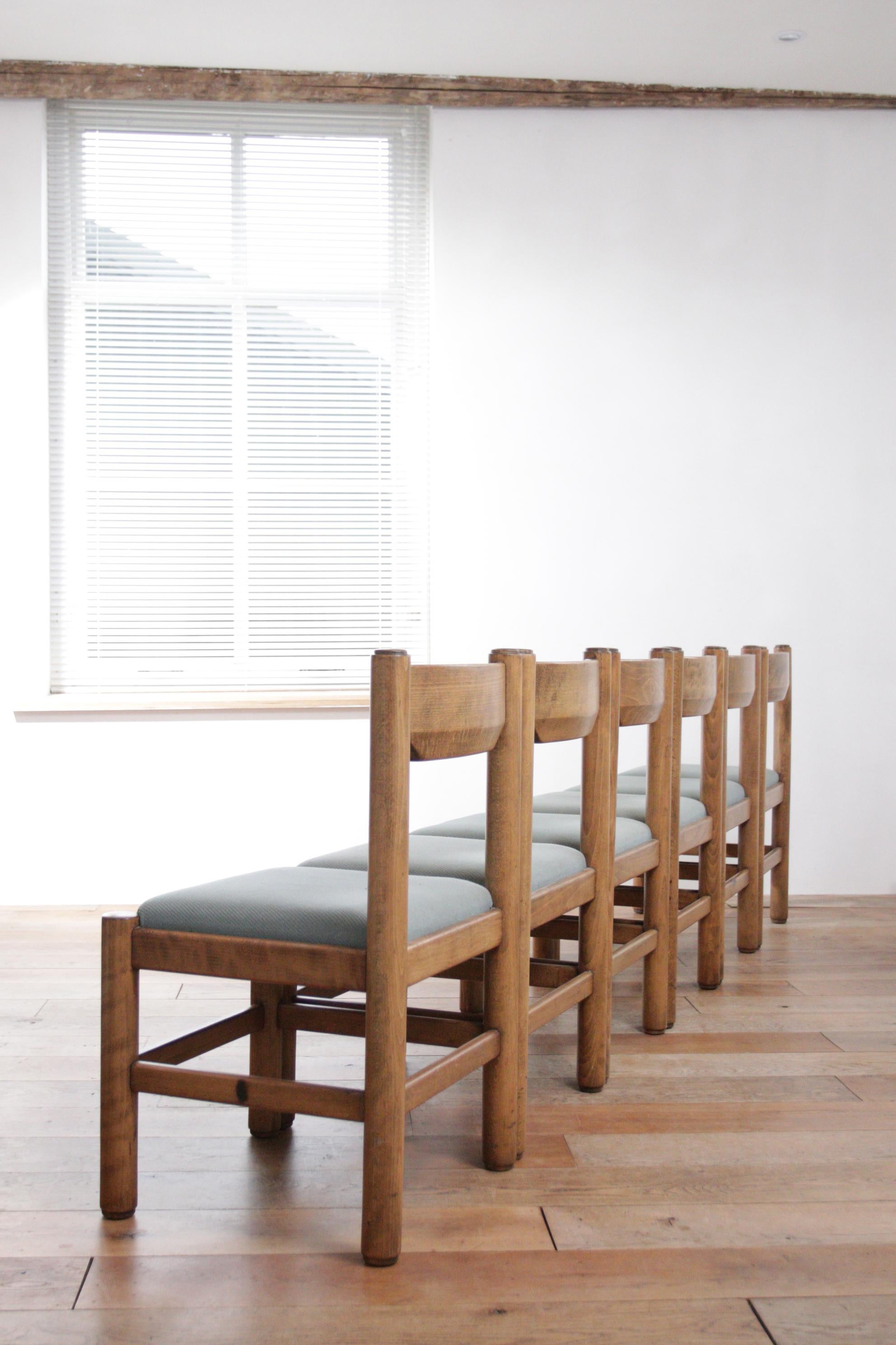 Late 20th Century Set of 6 Vico Magistretti / Charlotte Perriand Style Dining Room Chairs