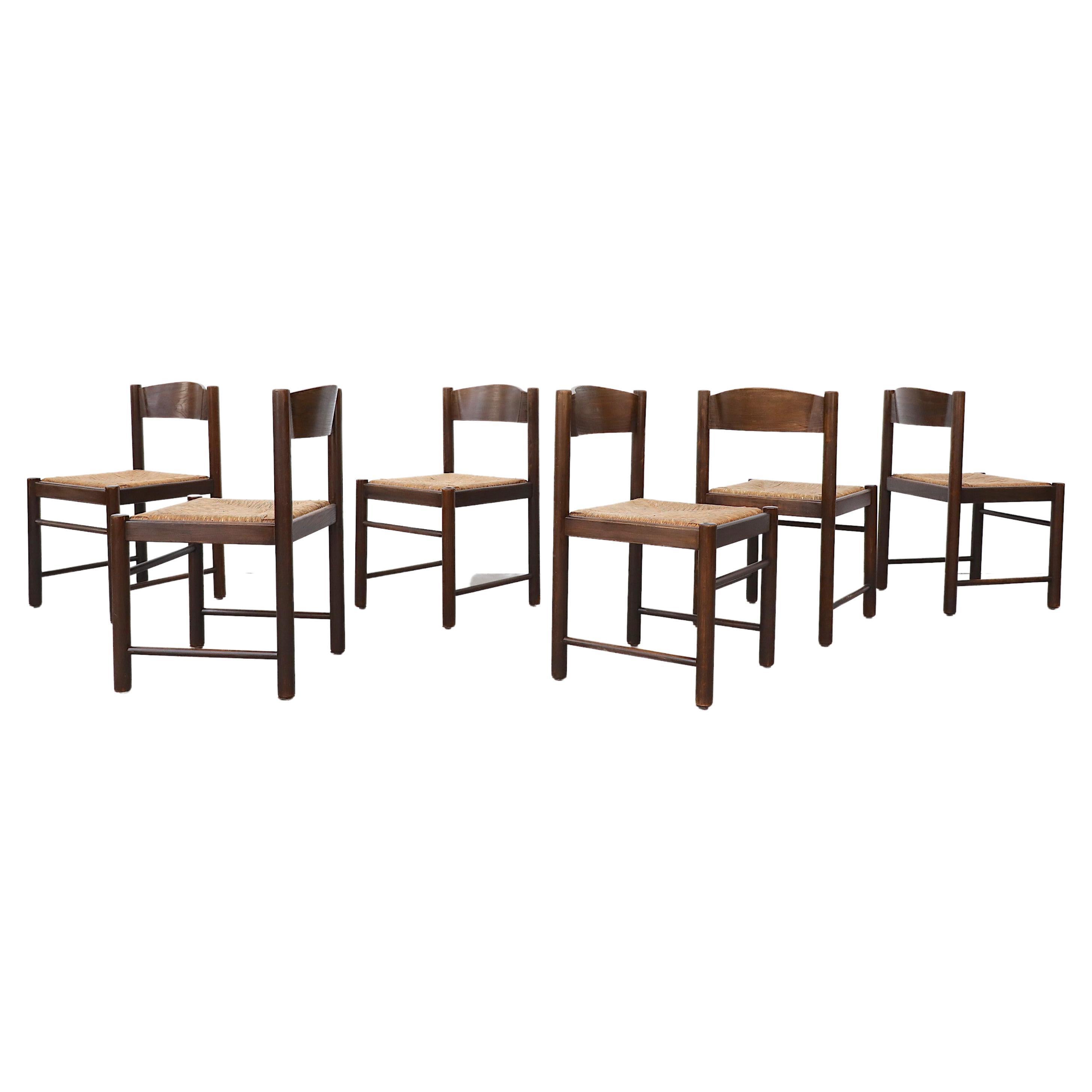 Set of 6 Vico Magistretti Inspired Rush Dining Chairs