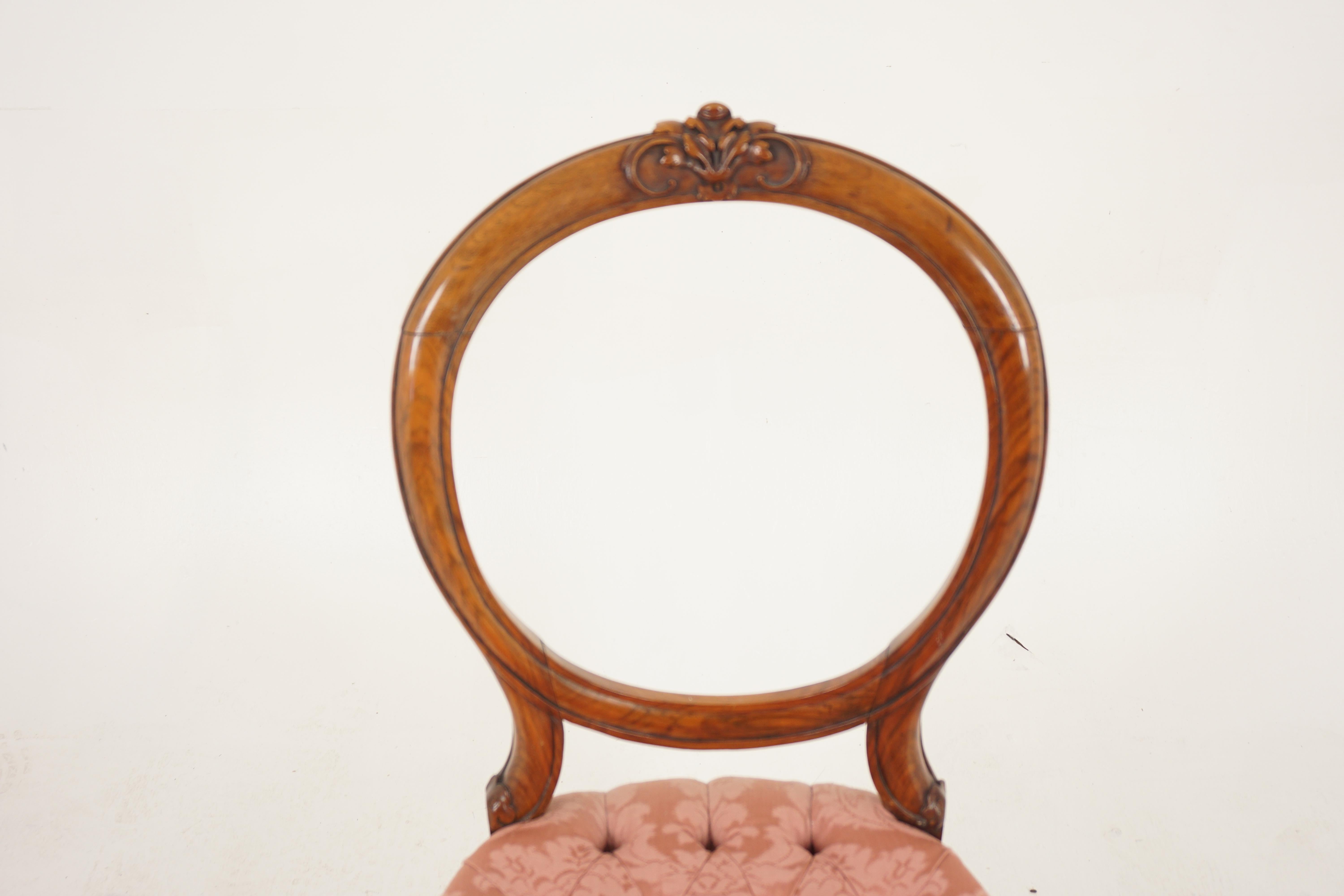 Set of 6 Victorian Carved Walnut Balloon Back Chairs, Scotland 1870, H1192 In Good Condition In Vancouver, BC