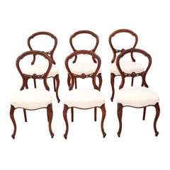 Set of 6 Victorian circa 1870 Walnut Balloon Back Dining Chairs