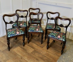Set of 6 Victorian Dining Chairs, Upholstered with William Morris Velvet