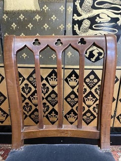 Set of 6 Victorian Gothic Revival chairs velvet and brass XIXth century