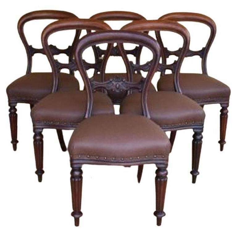 Set of 6 Victorian Mahogany Dining Chairs For Sale at 1stDibs