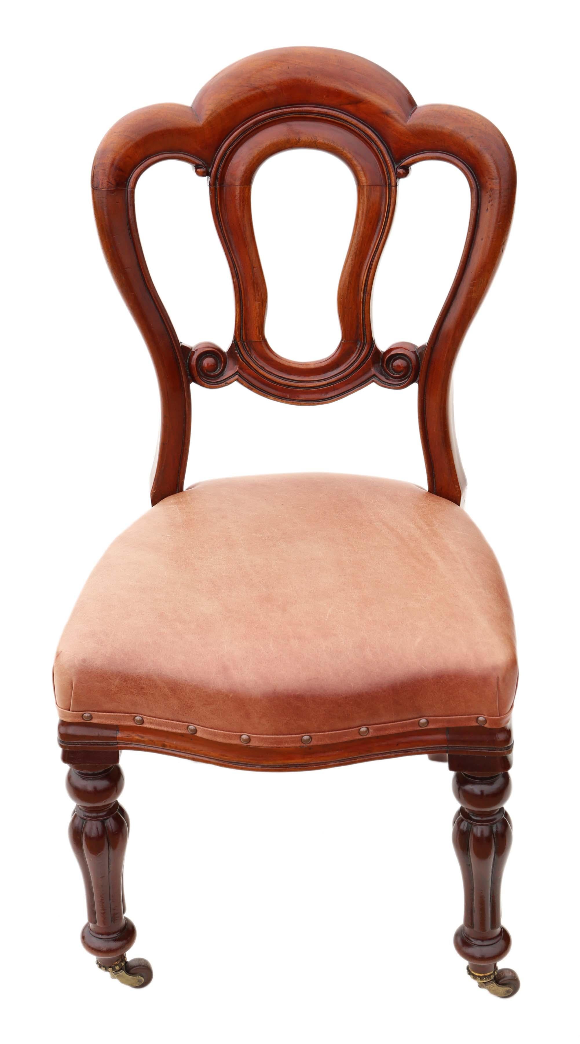 Set of 6 Victorian Mahogany Leather Dining Chairs 1