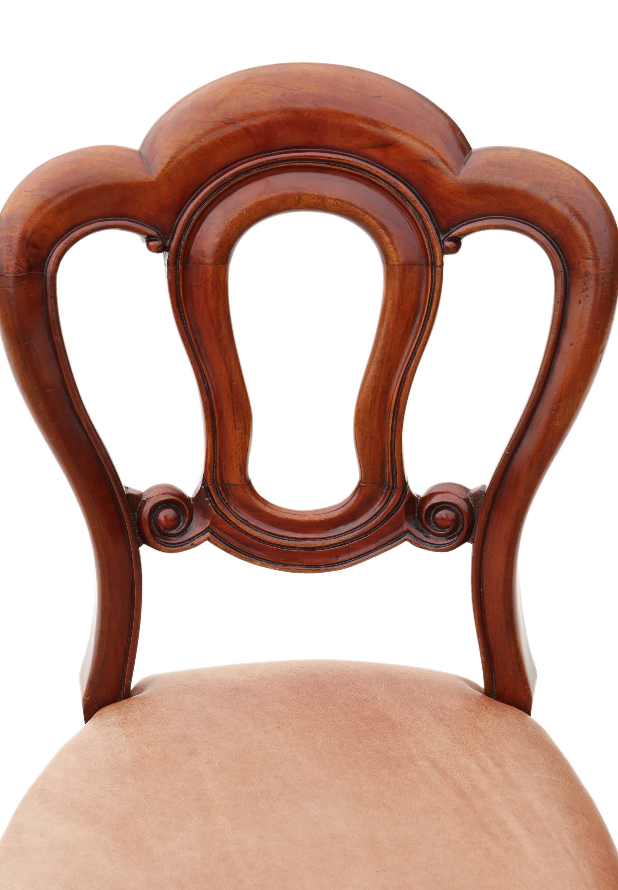 Set of 6 Victorian Mahogany Leather Dining Chairs 4
