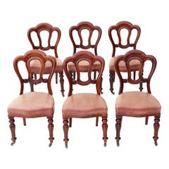 Set of 6 Victorian Mahogany Leather Dining Chairs