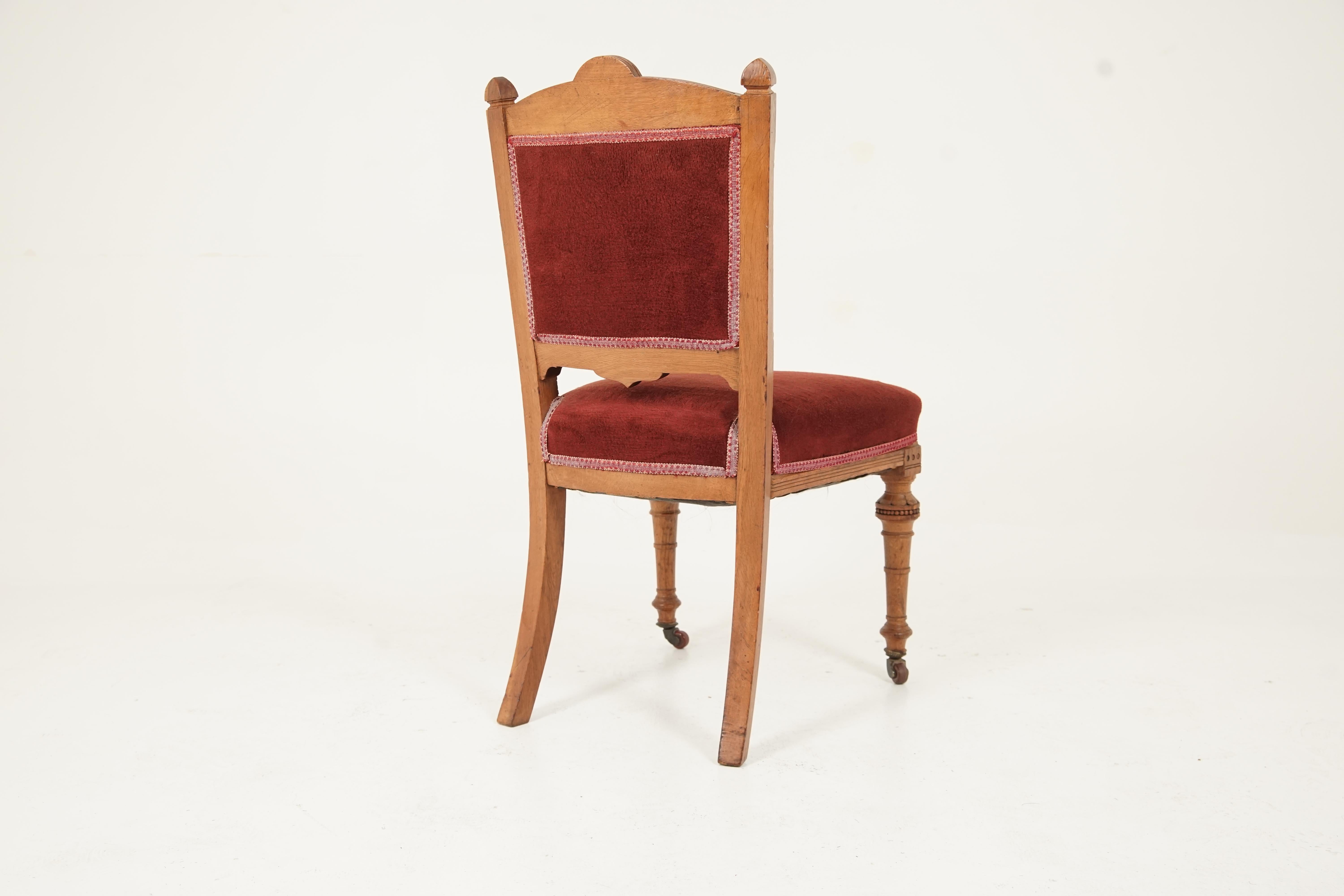 Set of 6 Victorian Oak Carved Upholstered Dining Chairs, Scotland 1890, B2451 4