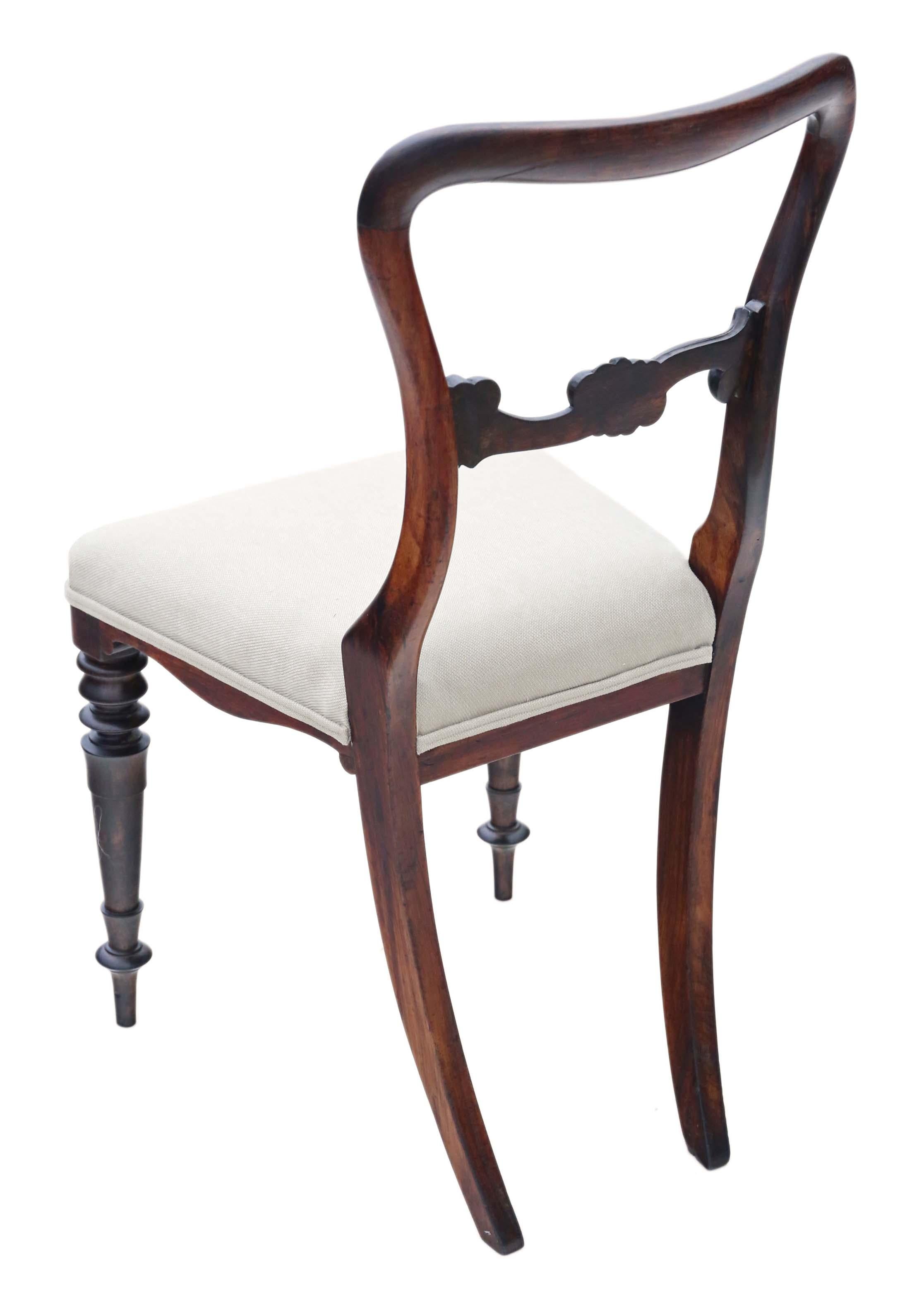 Late 19th Century Set of 6 Victorian Rosewood Dining Chairs, circa 1870 