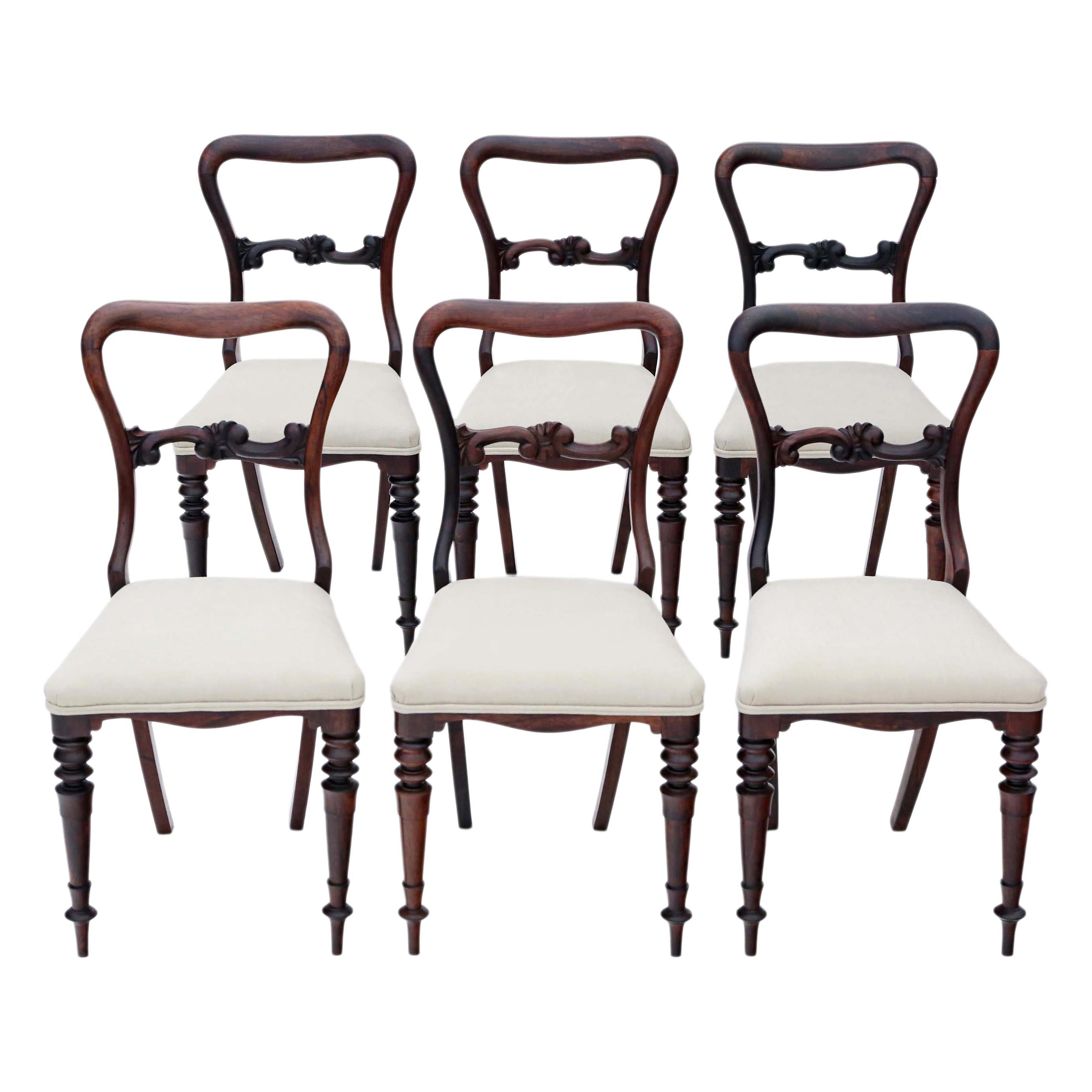Set of 6 Victorian Rosewood Dining Chairs, circa 1870 