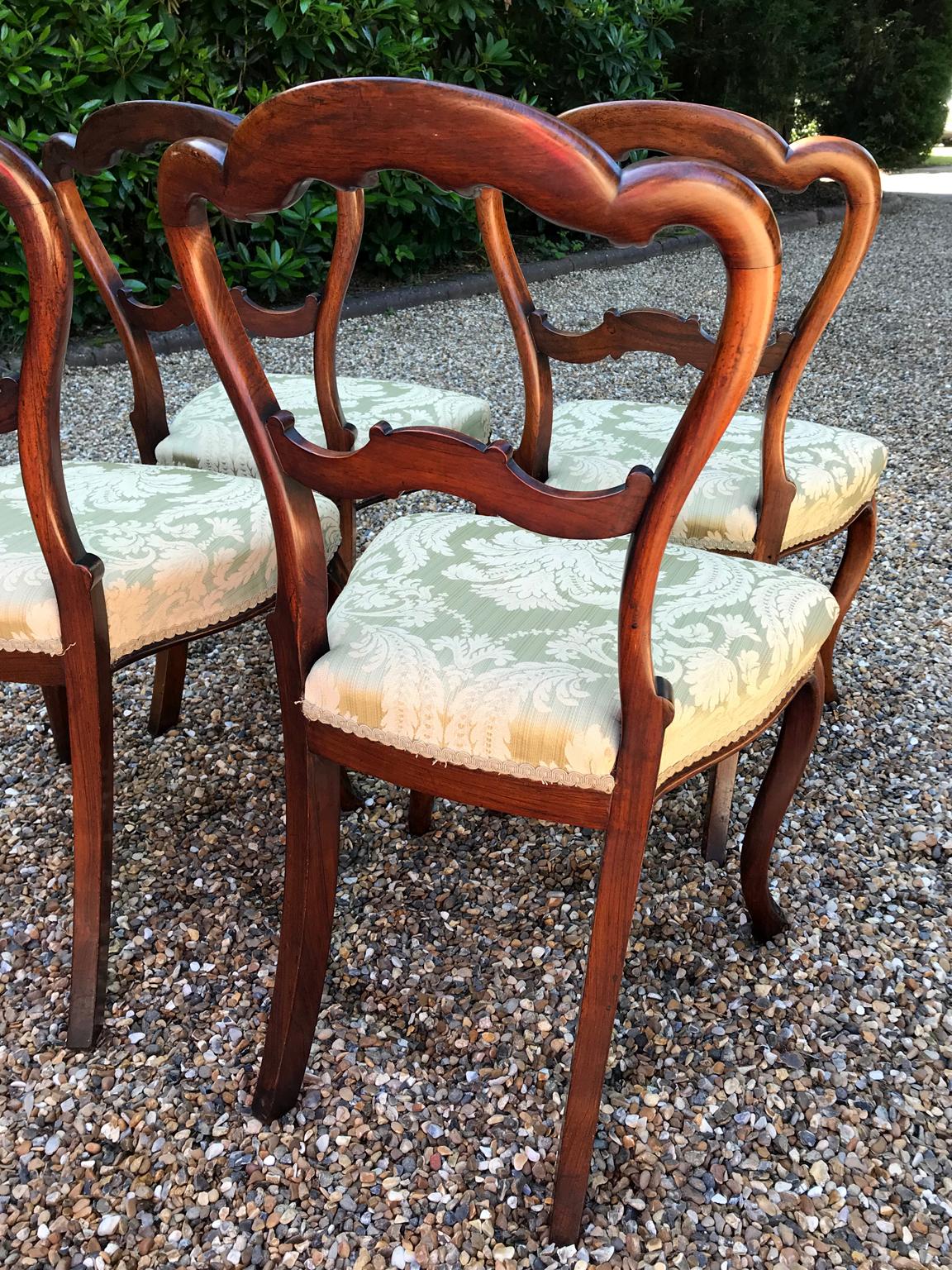 Set of 6 Victorian Rosewood Spoon Back Dining Chairs For Sale 1