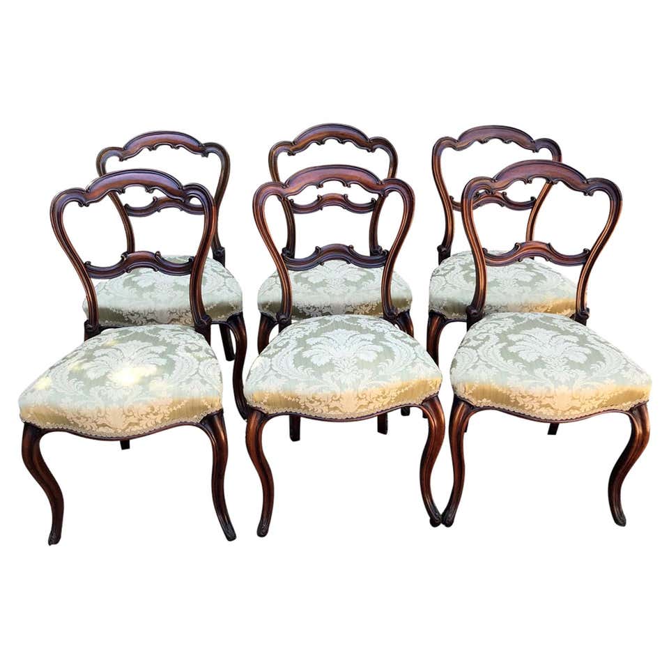 Set of 6 Victorian Rosewood Spoon Back Dining Chairs For Sale at 1stDibs