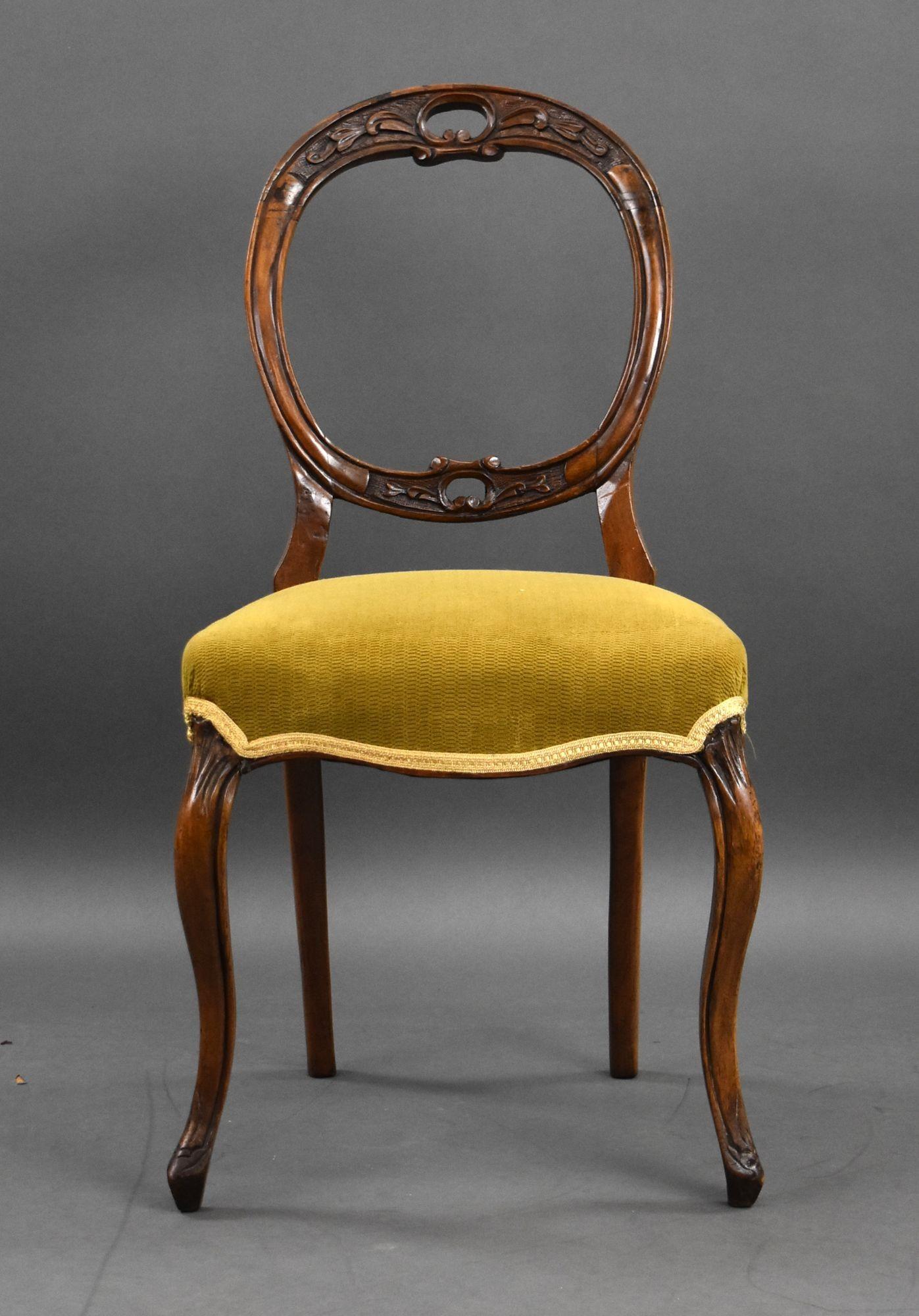 English Set of 6 Victorian Walnut Dining Chairs