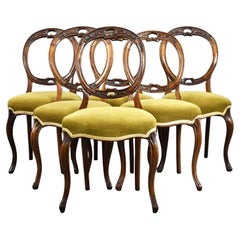 Set of 6 Victorian Walnut Dining Chairs