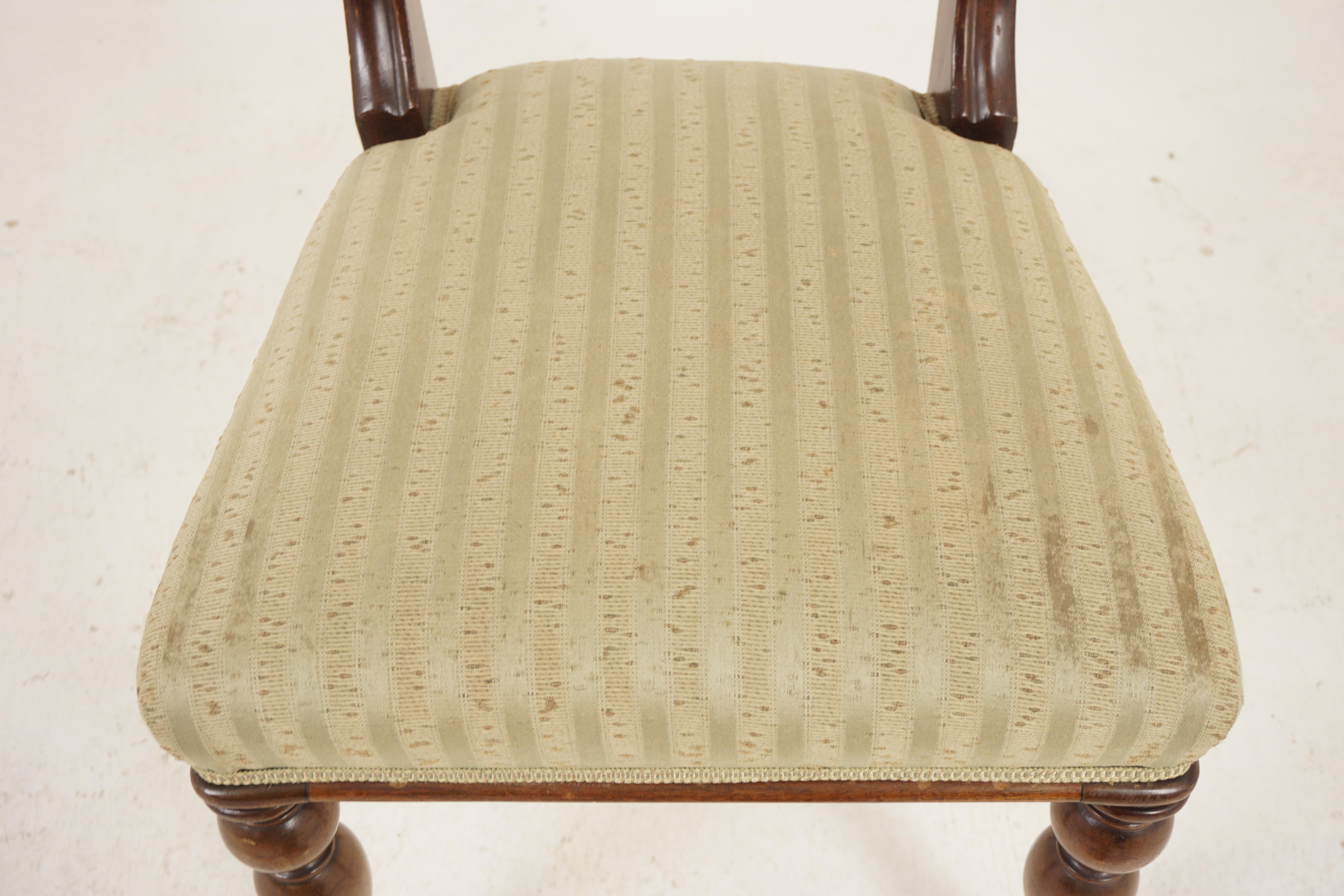 Satz von 6 viktorianischen gepolsterten Esszimmerstühlen aus Nussbaumholz, Schottland 1860, H1190 (Mittleres 19. Jahrhundert) im Angebot