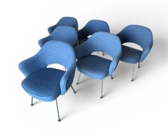 Lot de 6 chaises de direction Eero Saarinen bleu clair pour Knoll, Vintage 1980's