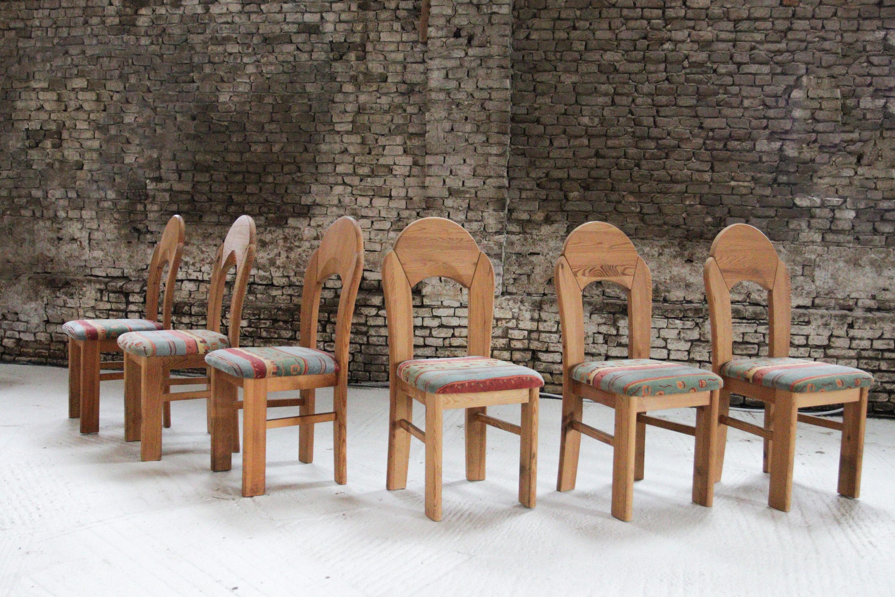 Set of 6 Vintage 1980s Pine Chairs – Customizable Upholstery  In Good Condition In Boven Leeuwen, NL