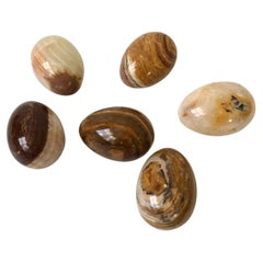 Set of 6 Vintage Alabaster Stone Eggs