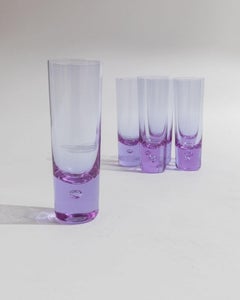 Set of 6 Vintage Alexandrite Drinking Glasses Purple Crystal Glasses Italy 1970s