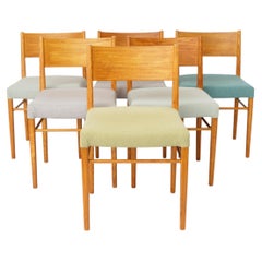 Set di 6 sedie da pranzo vintage in Beeche, Germania, anni '70, sedie da pranzo in legno restaurate