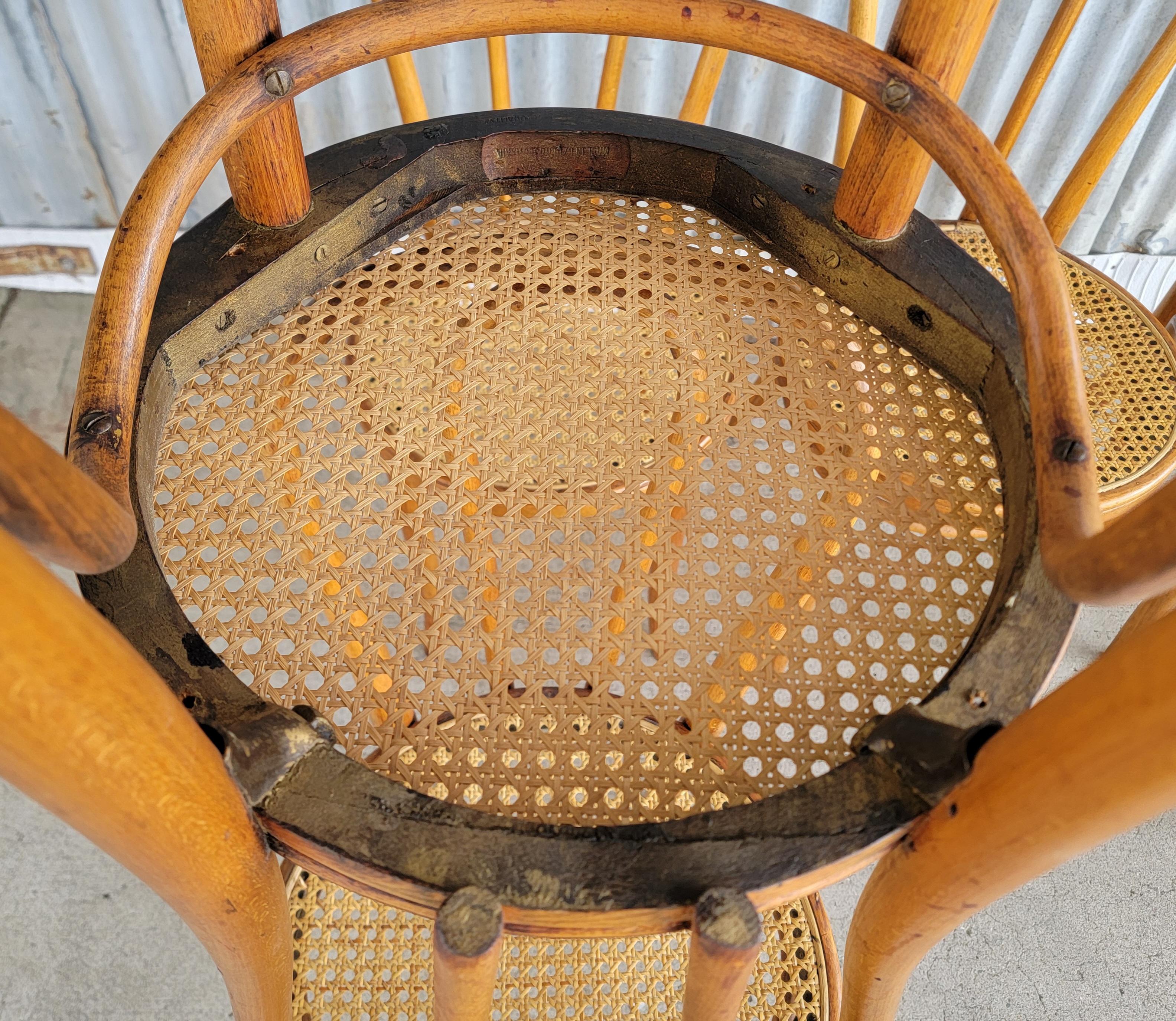 Set of 6 Vintage Bentwood & Cane Dining Chairs Cafe Bistro 9