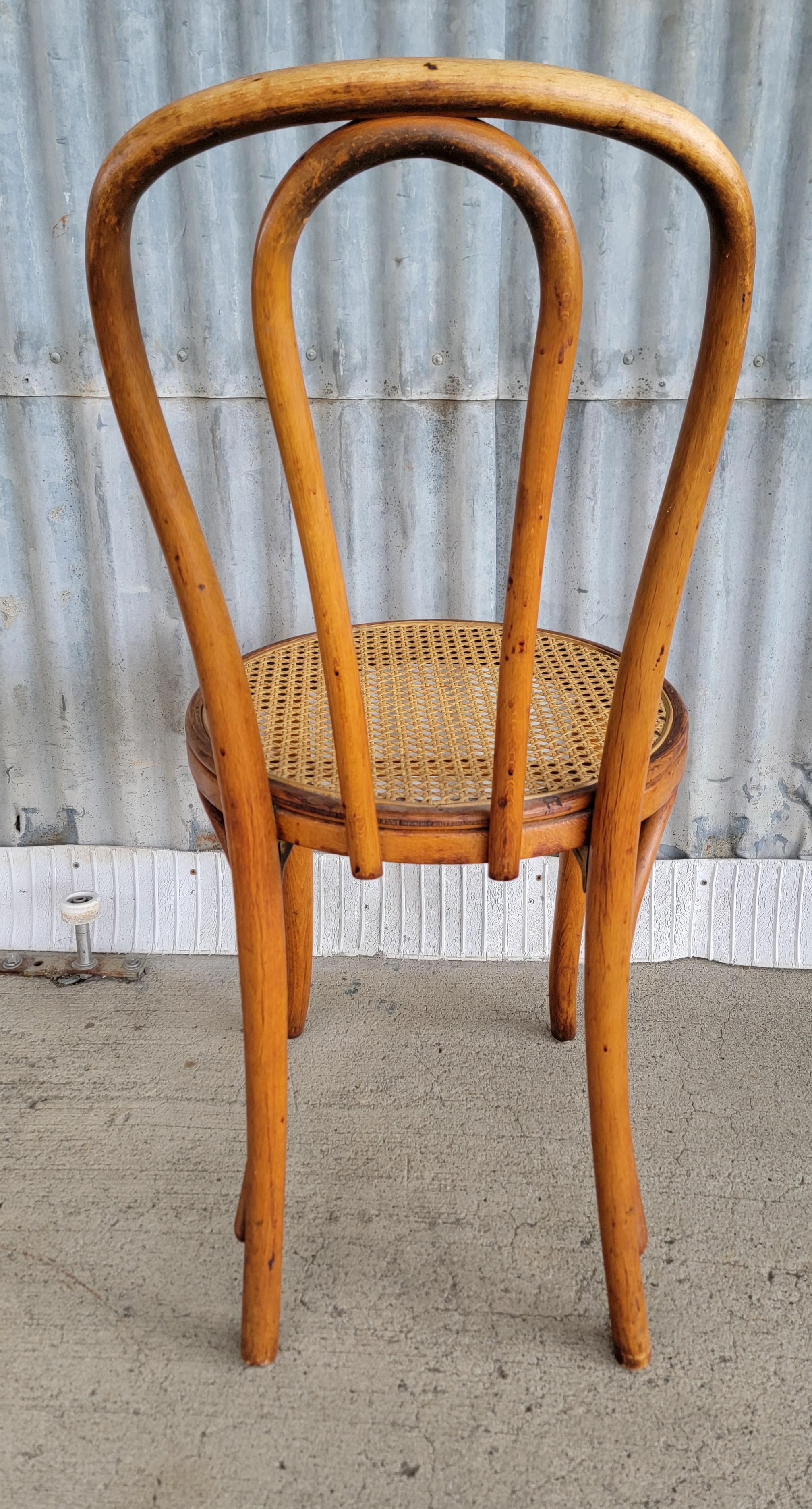 Set of 6 Vintage Bentwood & Cane Dining Chairs Cafe Bistro In Good Condition In Fulton, CA