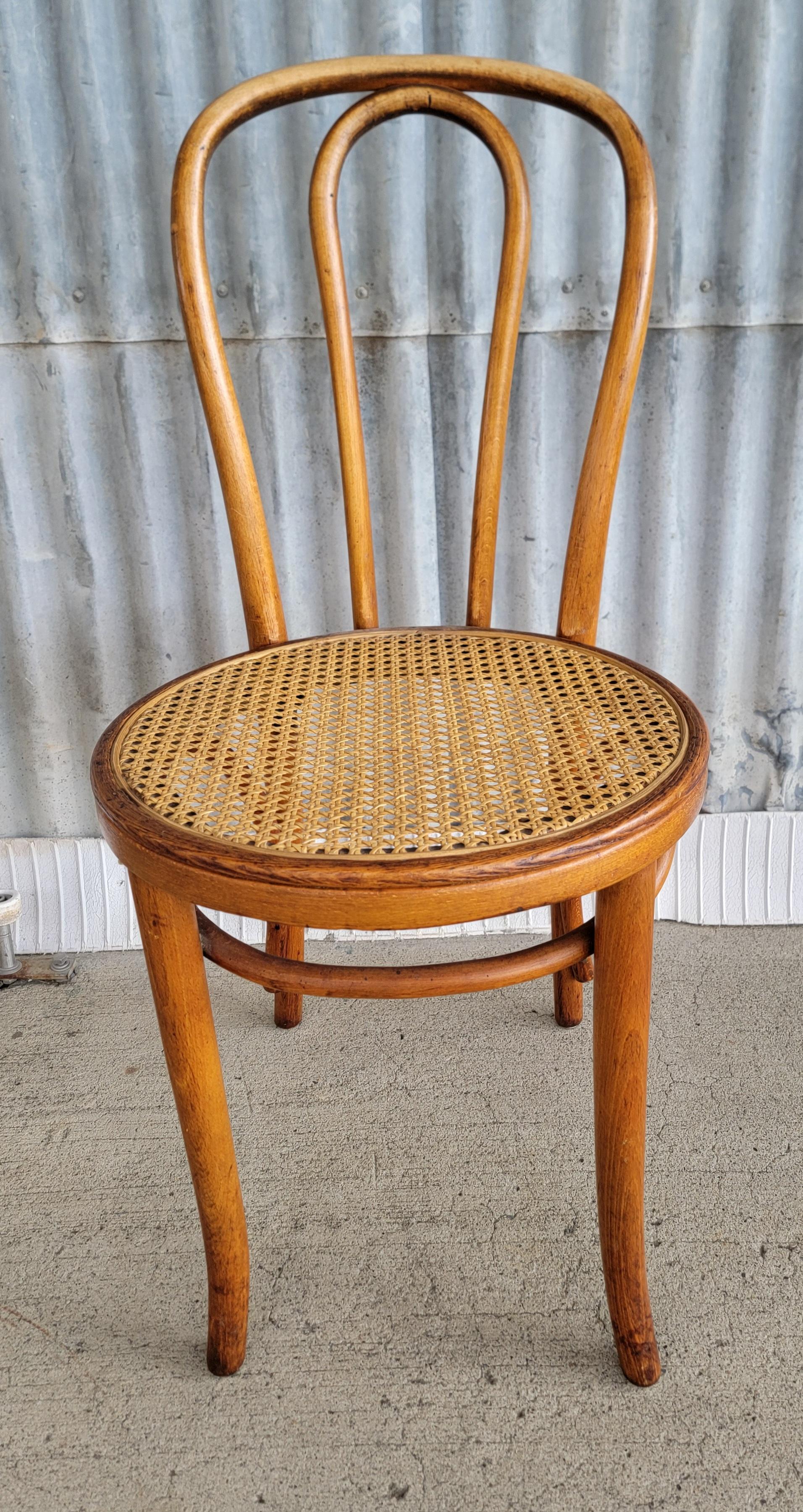 20th Century Set of 6 Vintage Bentwood & Cane Dining Chairs Cafe Bistro