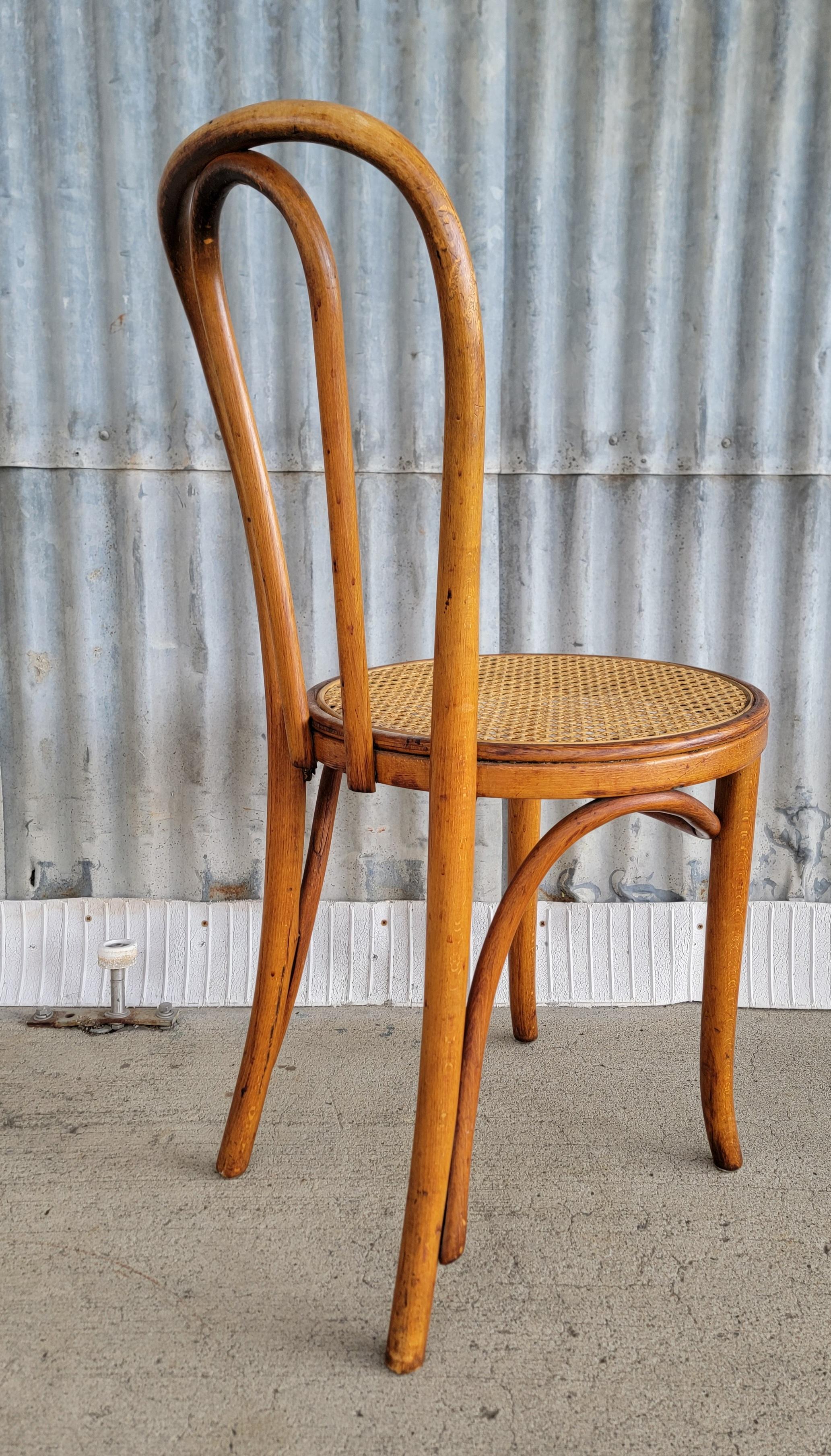 Set of 6 Vintage Bentwood & Cane Dining Chairs Cafe Bistro 1