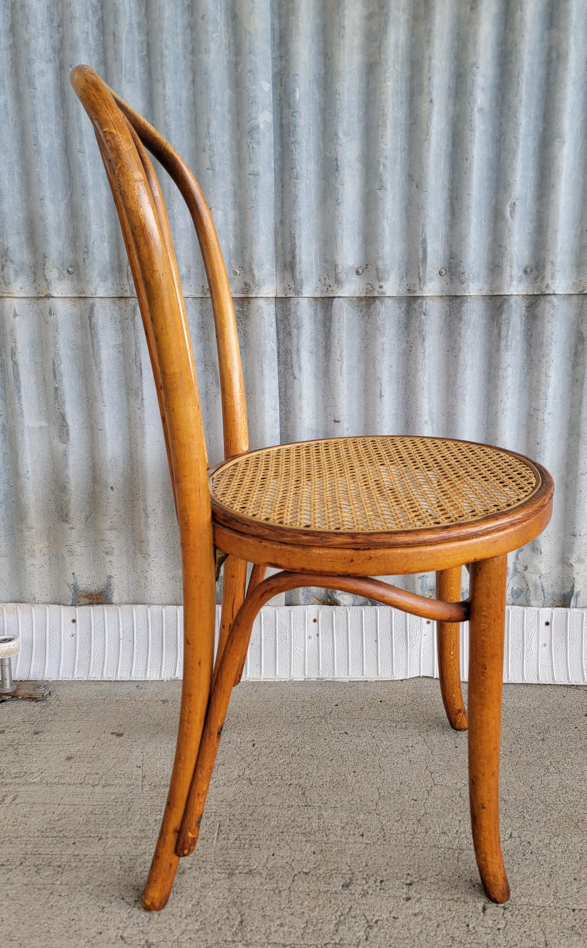 Set of 6 Vintage Bentwood & Cane Dining Chairs Cafe Bistro 2