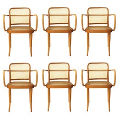 Set of 6 Vintage Bentwood Dining 811 Prague Chairs by Josef Hoffmann for Stendig