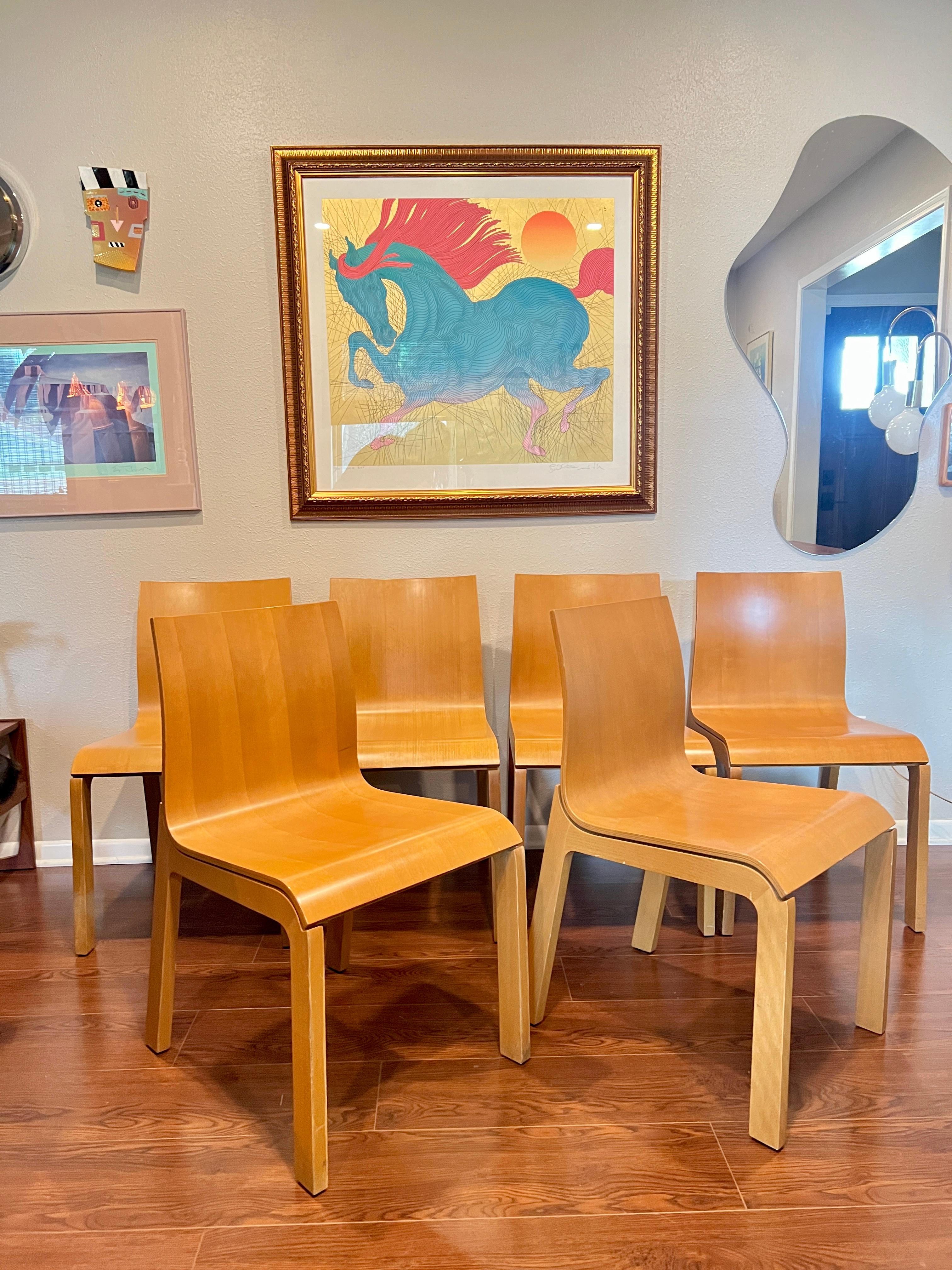 Set of 6 Vintage Bentwood Italian Bross Beetle Dining Chairs by Enzo Berti 4