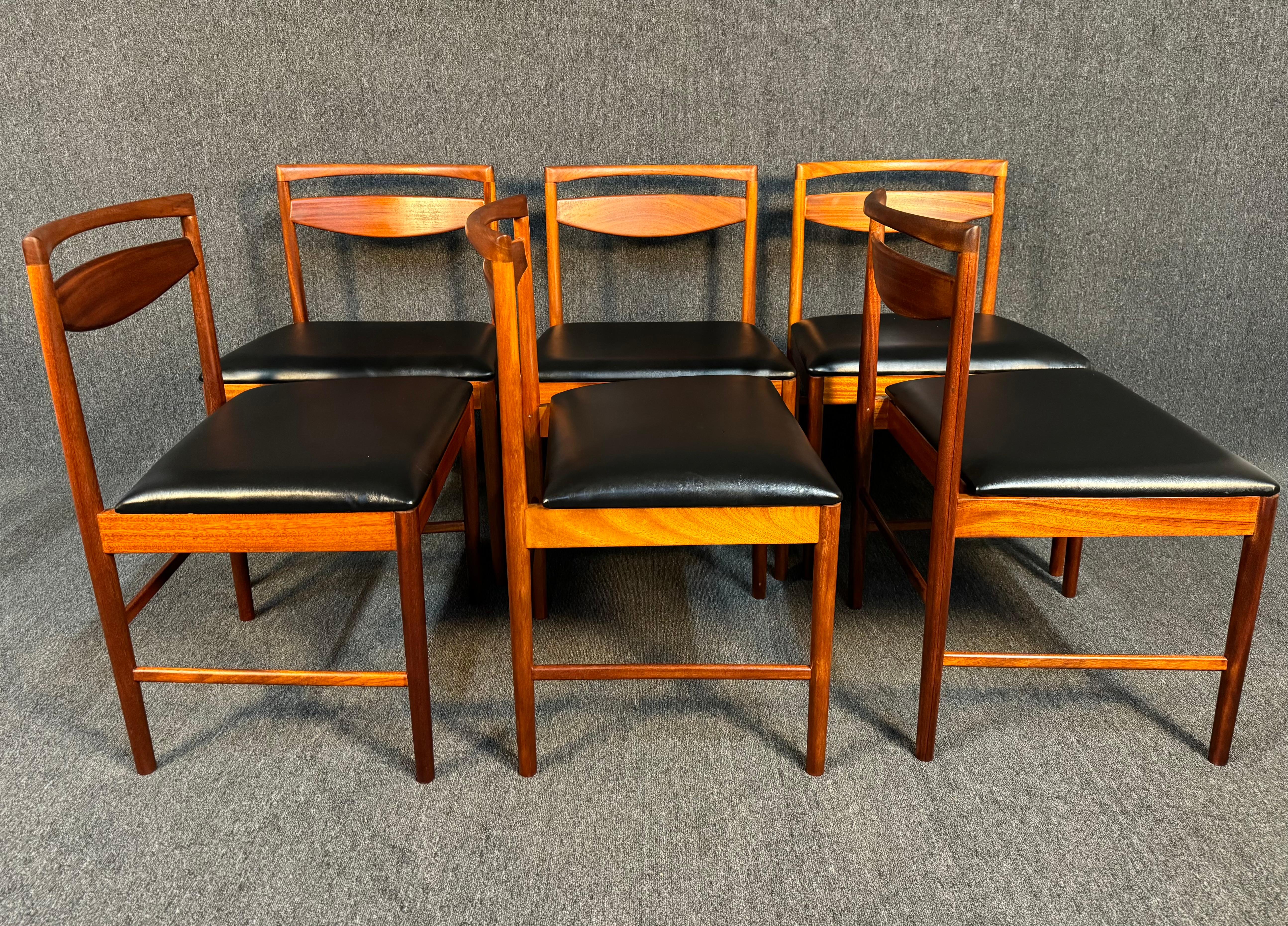 Set of 6 Vintage British Mid Century Modern Mahogany Dining Chairs by McIntosh For Sale 4