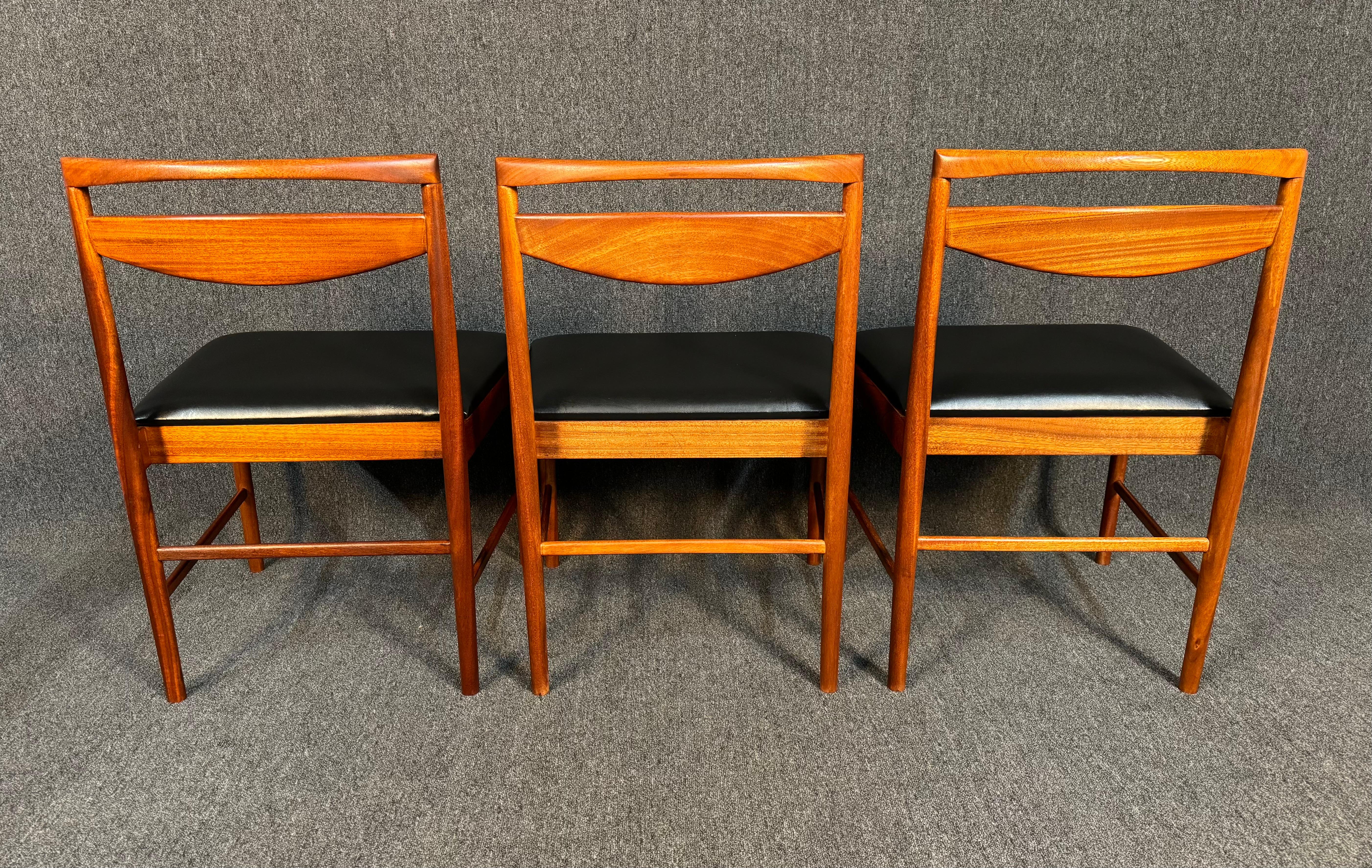 Woodwork Set of 6 Vintage British Mid Century Modern Mahogany Dining Chairs by McIntosh For Sale