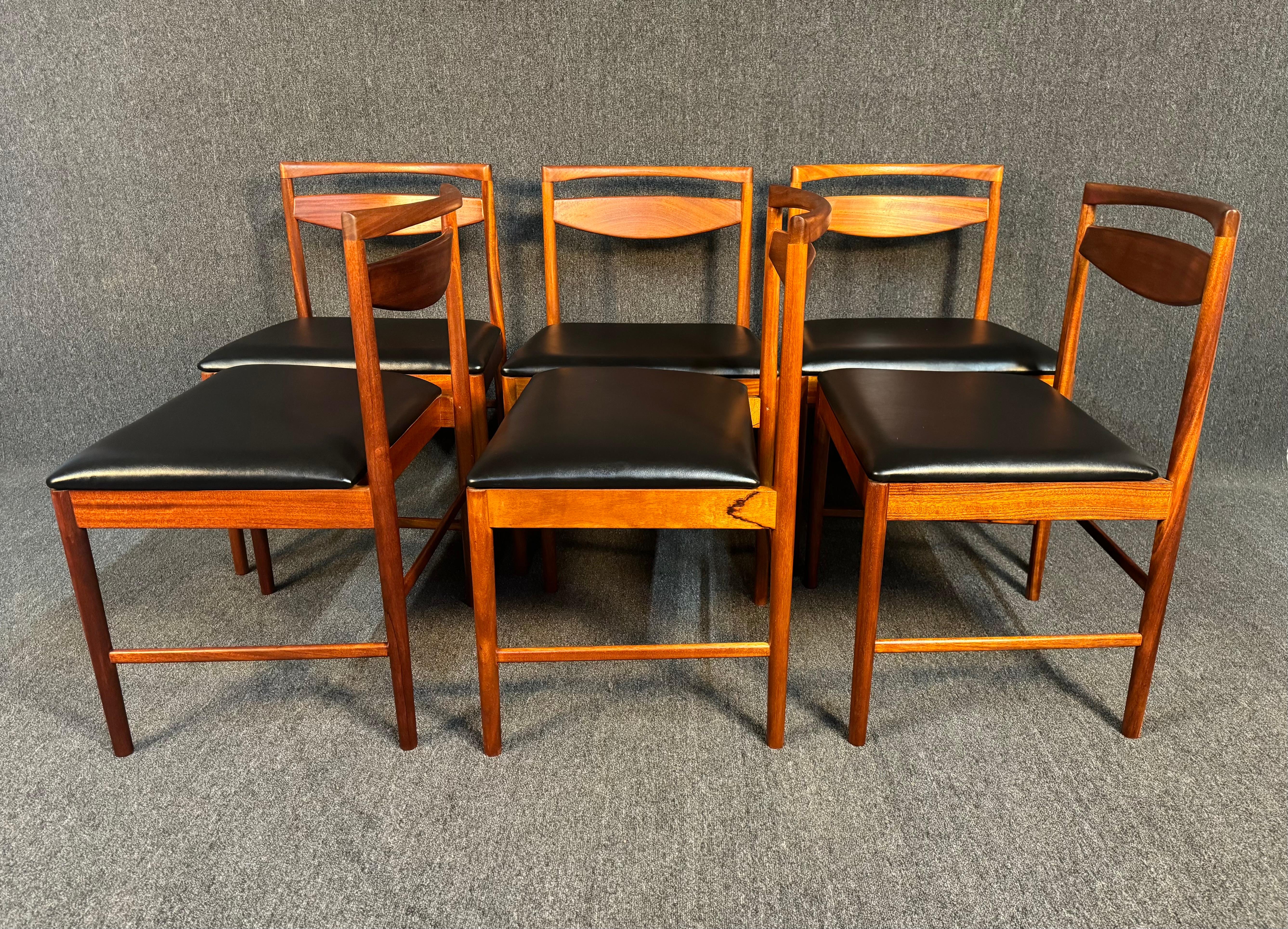 Mid-20th Century Set of 6 Vintage British Mid Century Modern Mahogany Dining Chairs by McIntosh For Sale