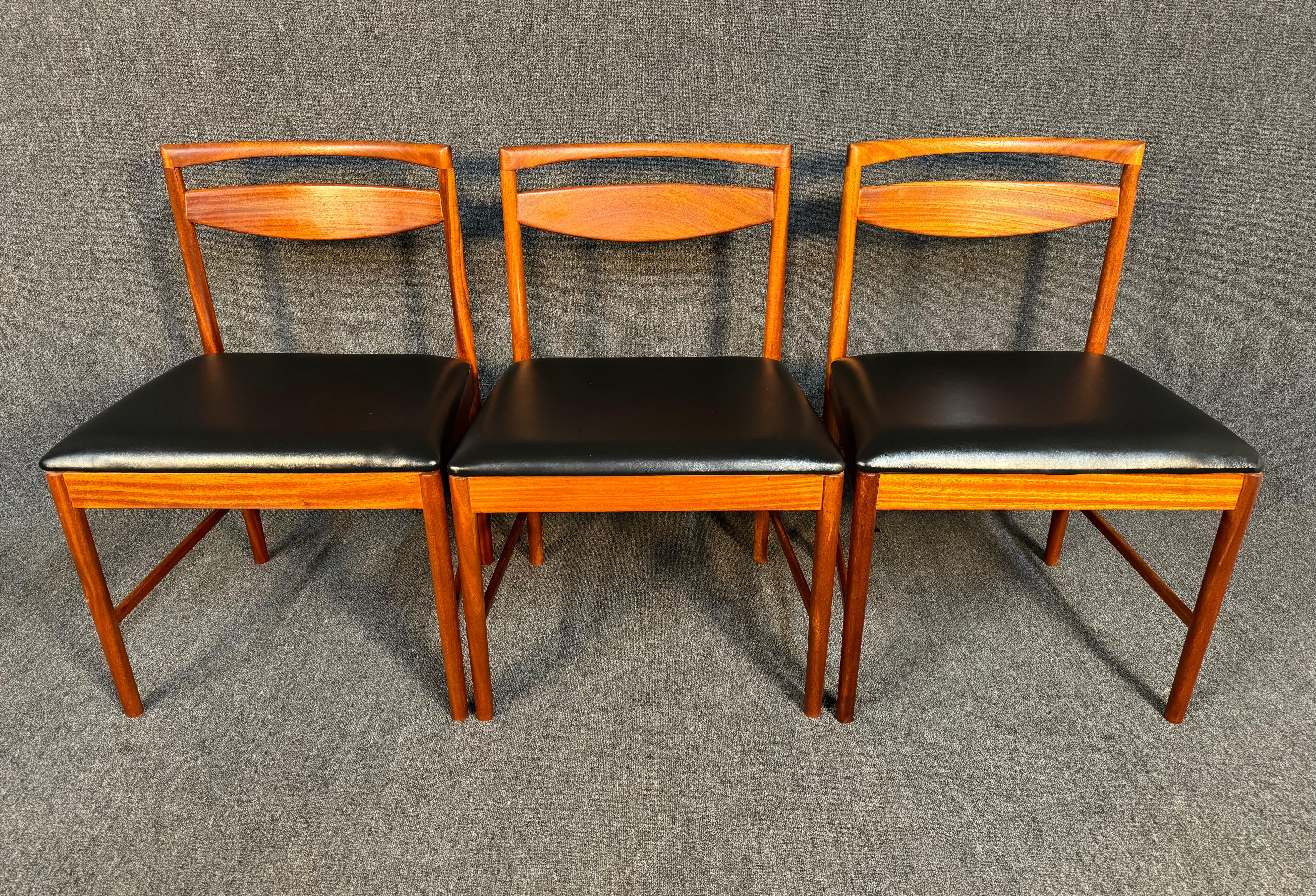 Set of 6 Vintage British Mid Century Modern Mahogany Dining Chairs by McIntosh For Sale 2