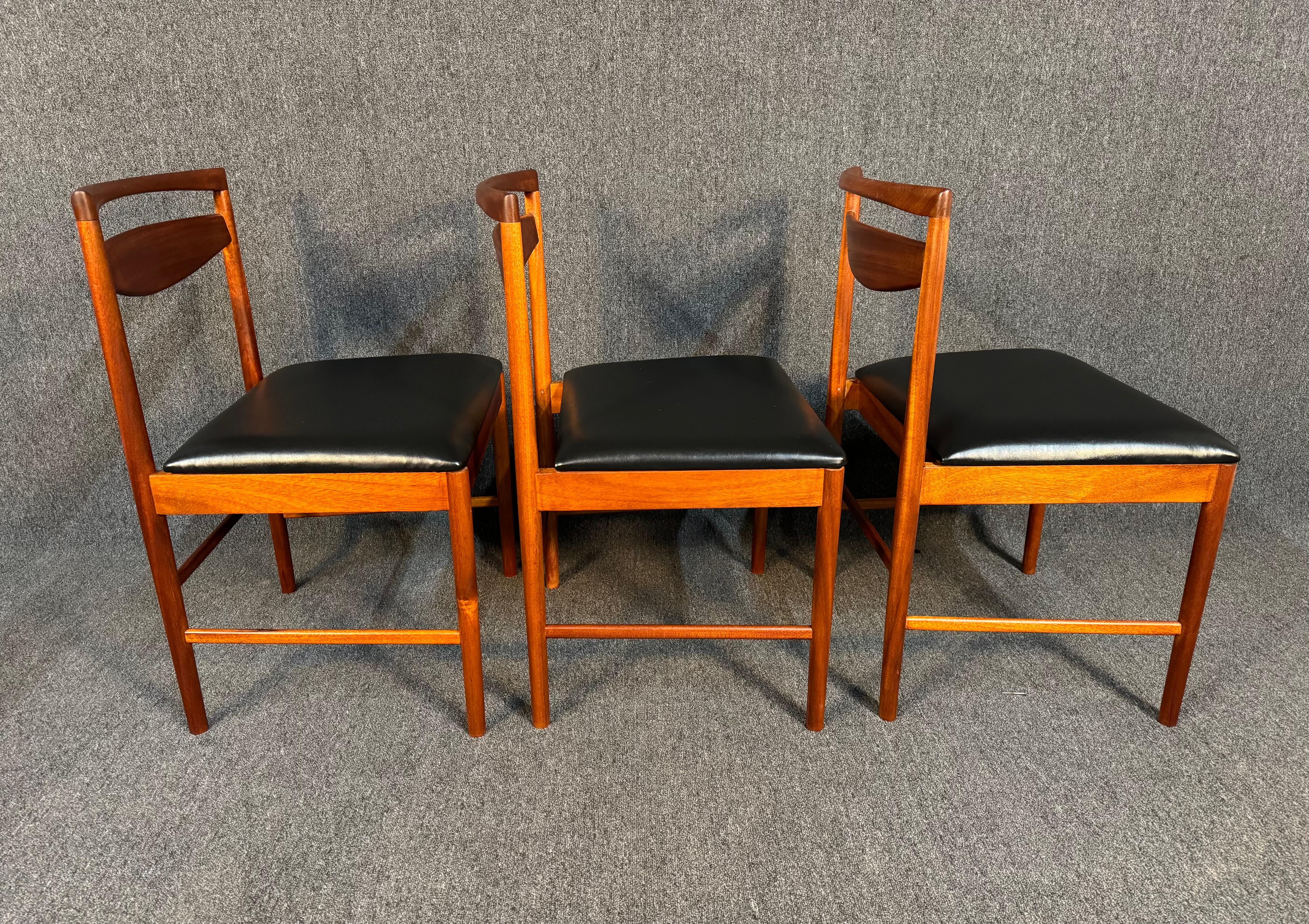 Set of 6 Vintage British Mid Century Modern Mahogany Dining Chairs by McIntosh For Sale 3