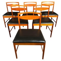 Ensemble de 6 chaises de salle à manger britanniques vintage en acajou de style mi-siècle moderne par McIntosh