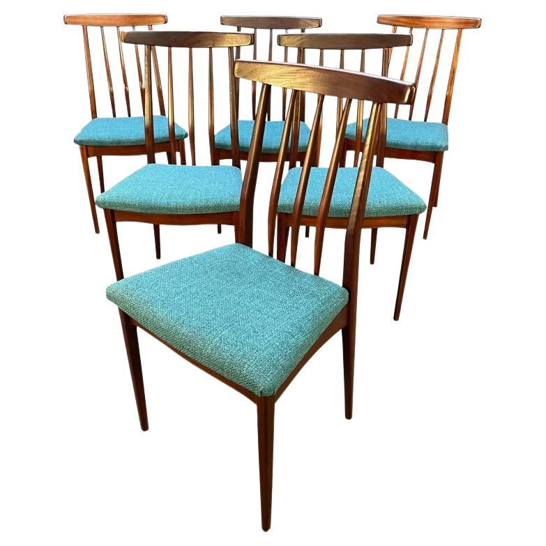 Set of 6 Vintage British MidCentury Modern Teak Dining Chairs by A