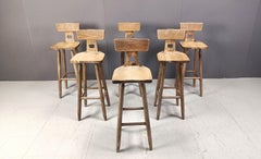 Set of 6 vintage brutalist bar stools, 1960s