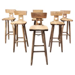 Set di 6 sgabelli da bar brutalisti vintage, anni '60