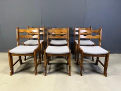 Juego de 6 sillas de comedor brutalistas vintage, años 60