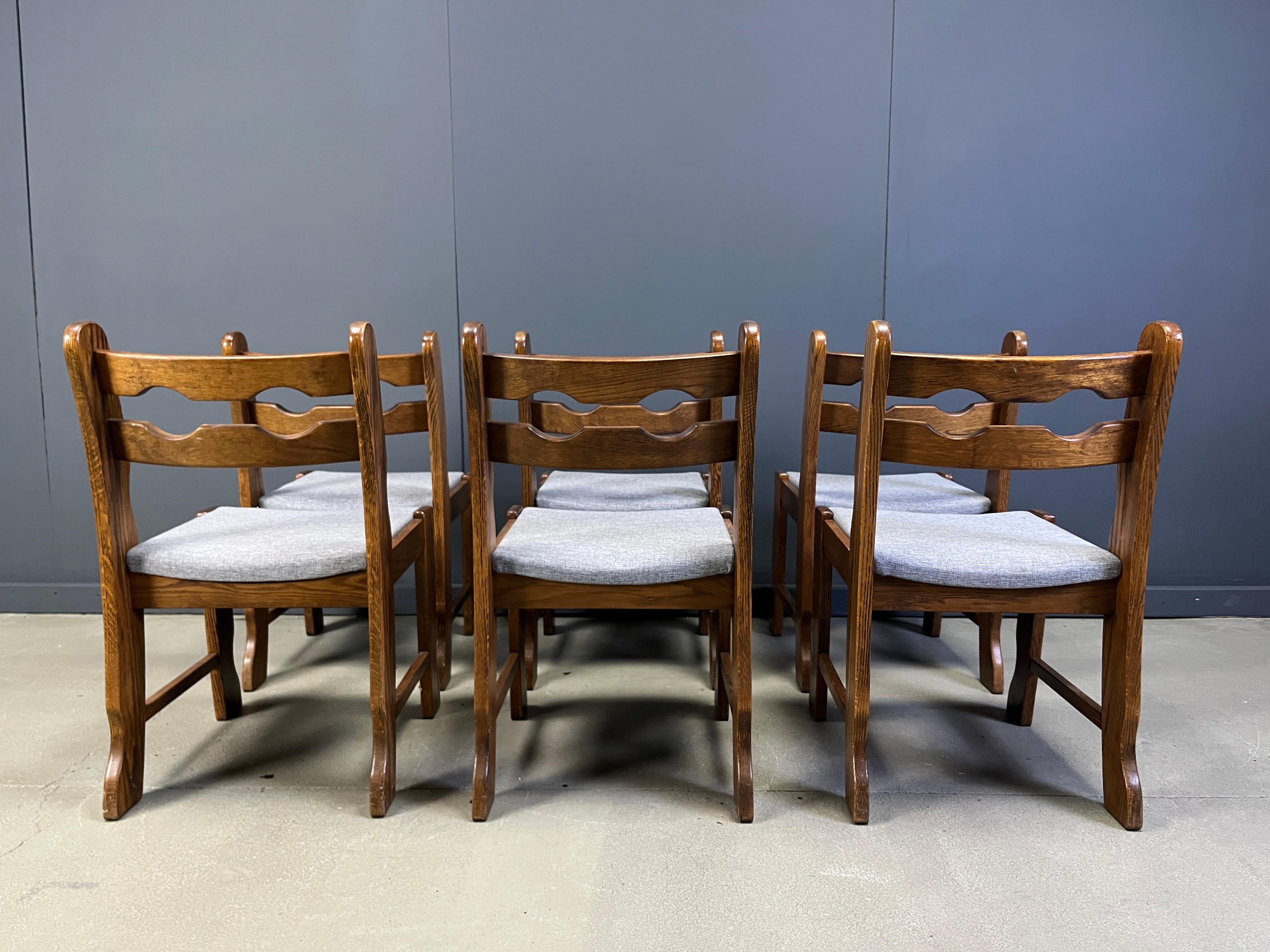 German Set of 6 vintage brutalist dining chairs, 1960s For Sale