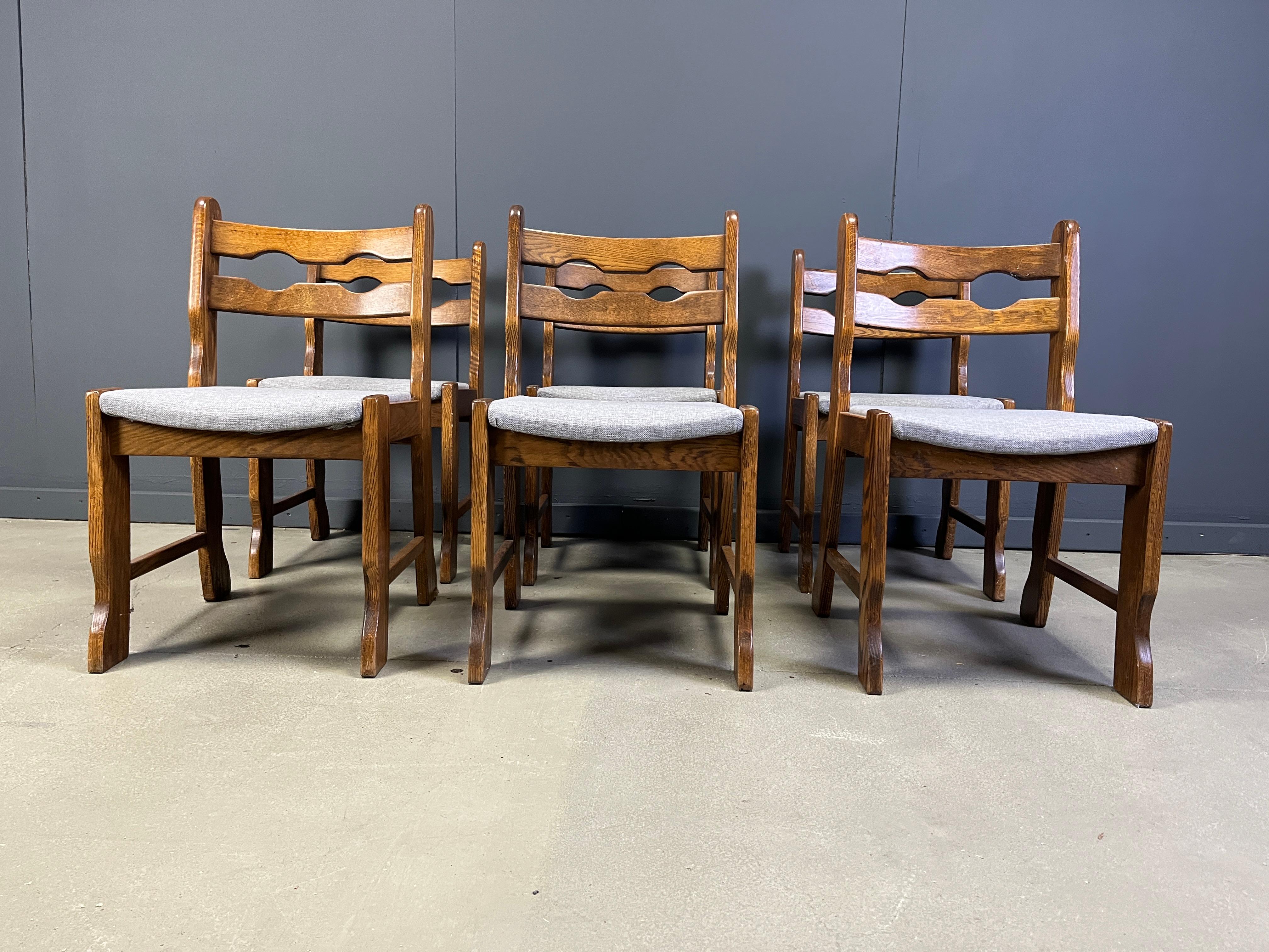 Set of 6 vintage brutalist dining chairs, 1960s For Sale 2