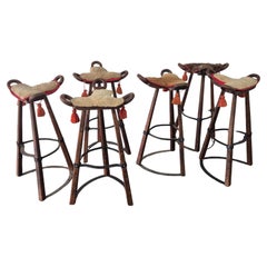 Set of 6 Vintage Brutalist Marbella Stools by Sergio Rodrigues 1970s