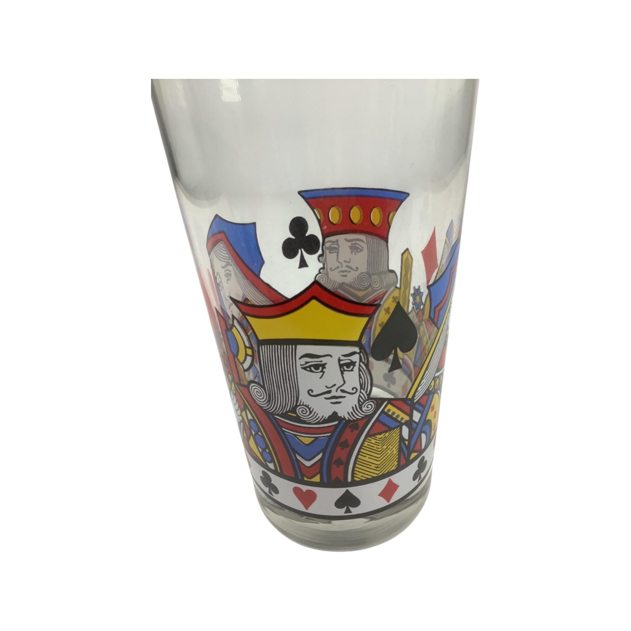 20th Century Set of 6 Vintage Card Suit Highball Glasses.  For Sale
