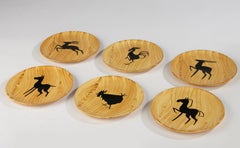 Set of 6 Vintage Ceramic Dessert Plates - Vallauris Grandjean Jourdan