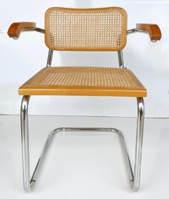 Set of 6 Vintage Cesca Dining Chairs by Marcel Breuer, 2 Armchairs and 4 Sides