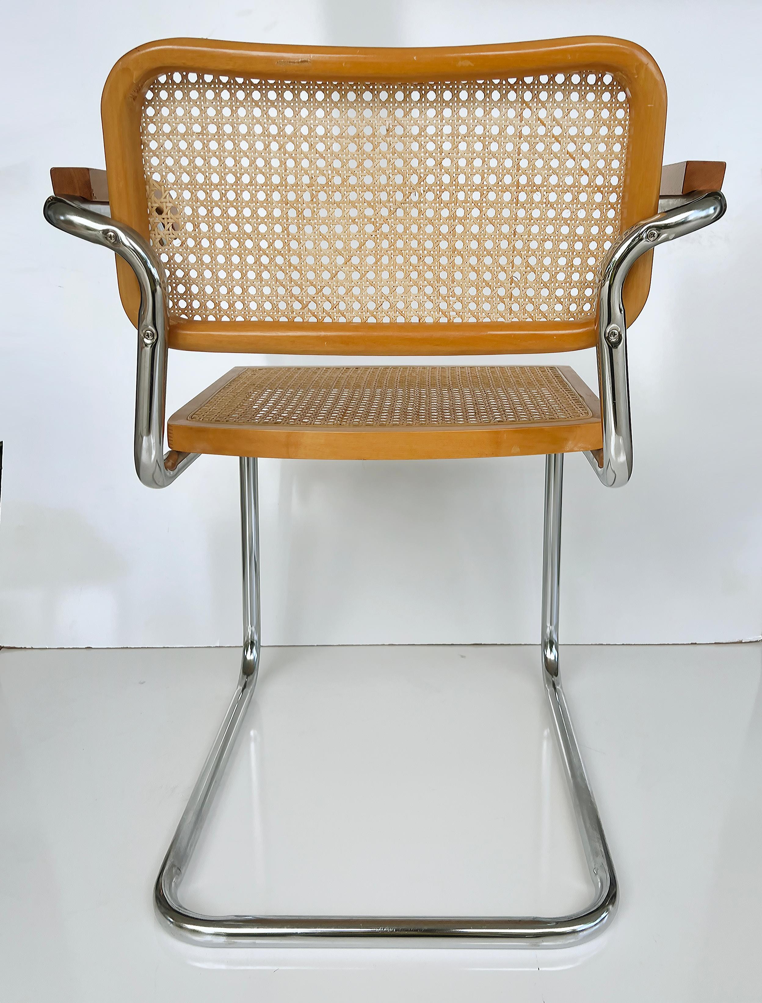 Late 20th Century Set of 6 Vintage Cesca Dining Chairs by Marcel Breuer, 2 Armchairs and 4 Sides 